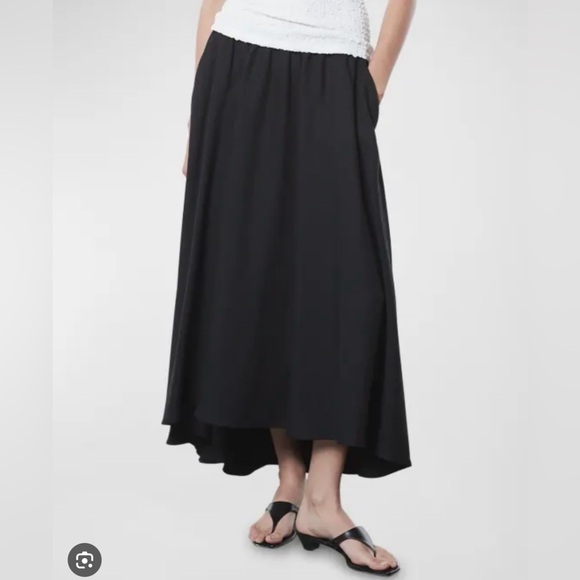 Enza Costa Dresses & Skirts - New without tags Enza Costa twill circle hi low midi skirt. Black 0 / XS